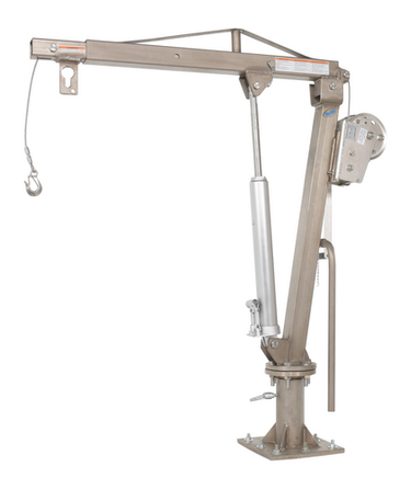 Stainless Steel Winch Truck Jib Crane 52 In. Reach 1,000 Lb. Extended Capacity Silver